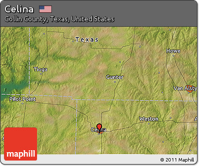 Satellite 3D Map of Celina
