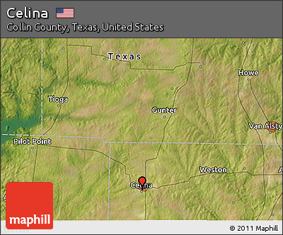 Satellite 3D Map of Celina