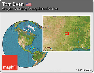 Satellite Location Map of Tom Bean
