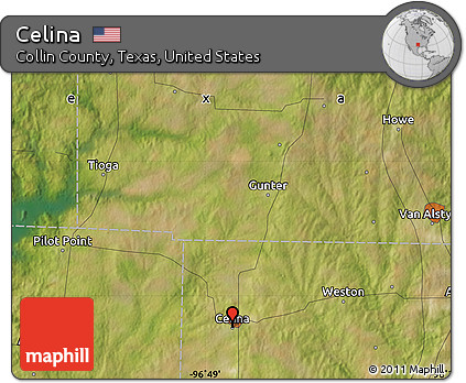 Satellite Map of Celina