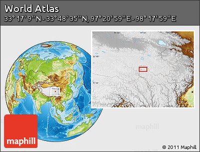 Physical Location Map of the Area around 33° 32' 52" N, 97° 49' 29" E