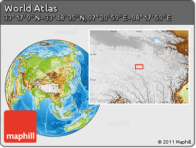 Physical Location Map of the Area around 33° 32' 52" N, 97° 49' 29" E