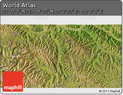 Satellite 3D Map of the Area around 33° 32' 52" N, 99° 31' 30" E