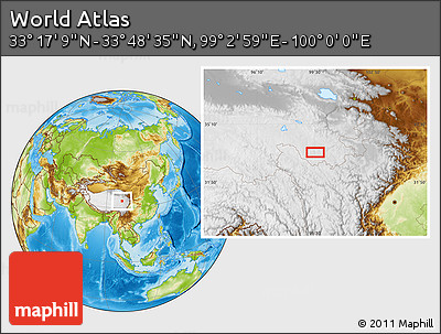 Physical Location Map of the Area around 33° 32' 52" N, 99° 31' 30" E
