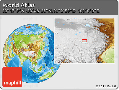 Physical Location Map of the Area around 33° 32' 52" N, 99° 31' 30" E
