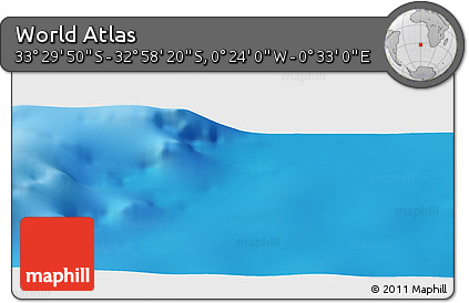 Physical Panoramic Map of the Area around 33° 14' 5" S, 0° 4' 30" E