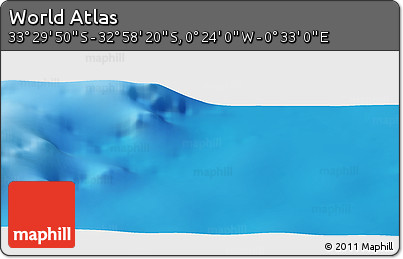 Physical Panoramic Map of the Area around 33° 14' 5" S, 0° 4' 30" E