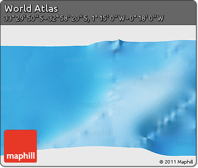 Physical 3D Map of the Area around 33° 14' 5" S, 0° 46' 30" W