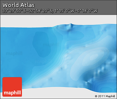 Political 3D Map of the Area around 33° 14' 5" S, 0° 46' 30" W