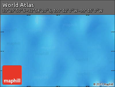 Shaded Relief Map of the Area around 33° 14' 5" S, 100° 13' 29" W