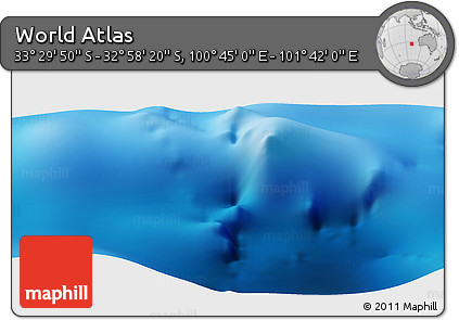 Physical Panoramic Map of the Area around 33° 14' 5" S, 101° 13' 29" E
