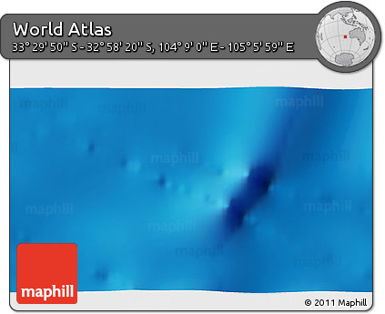 Physical 3D Map of the Area around 33° 14' 5" S, 104° 37' 30" E