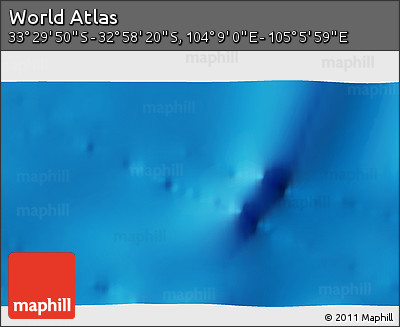 Physical 3D Map of the Area around 33° 14' 5" S, 104° 37' 30" E