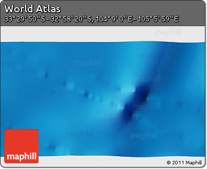 Physical 3D Map of the Area around 33° 14' 5" S, 104° 37' 30" E