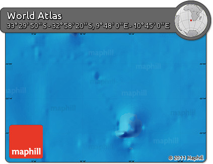 Physical Map of the Area around 33° 14' 5" S, 10° 16' 30" E