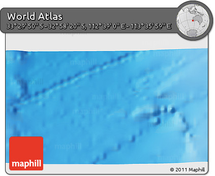 Shaded Relief 3D Map of the Area around 33° 14' 5" S, 113° 7' 30" E