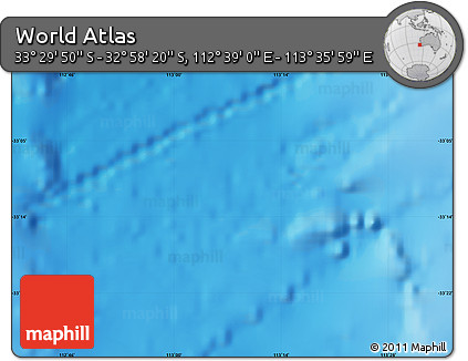 Physical Map of the Area around 33° 14' 5" S, 113° 7' 30" E