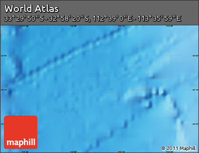 Physical Map of the Area around 33° 14' 5" S, 113° 7' 30" E