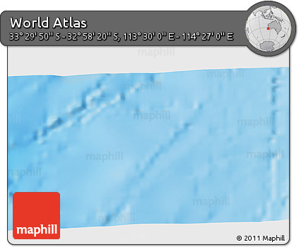 Physical 3D Map of the Area around 33° 14' 5" S, 113° 58' 29" E