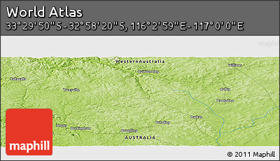 Physical Panoramic Map of the Area around 33° 14' 5" S, 116° 31' 30" E