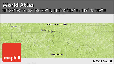 Physical Panoramic Map of the Area around 33° 14' 5" S, 119° 4' 29" E