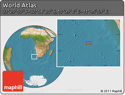 Satellite Location Map of the Area around 33° 14' 5" S, 11° 7' 30" E