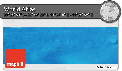 Physical Panoramic Map of the Area around 33° 14' 5" S, 11° 7' 30" E