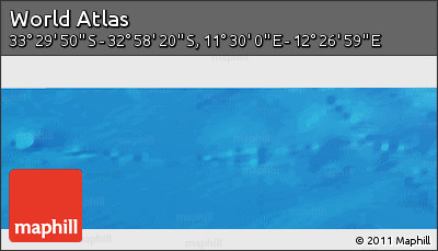 Physical Panoramic Map of the Area around 33° 14' 5" S, 11° 58' 29" E