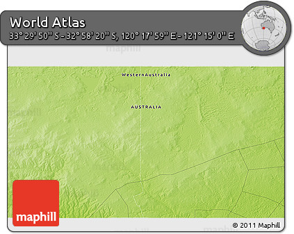 Physical 3D Map of the Area around 33° 14' 5" S, 120° 46' 30" E