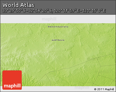 Physical 3D Map of the Area around 33° 14' 5" S, 120° 46' 30" E