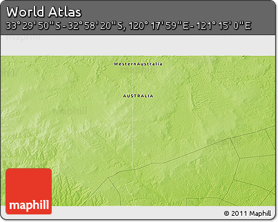 Physical 3D Map of the Area around 33° 14' 5" S, 120° 46' 30" E