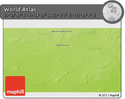 Physical 3D Map of the Area around 33° 14' 5" S, 122° 28' 29" E