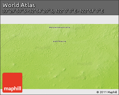 Physical 3D Map of the Area around 33° 14' 5" S, 122° 28' 29" E
