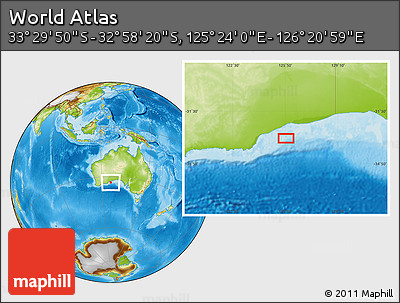 Physical Location Map of the Area around 33° 14' 5" S, 125° 52' 30" E