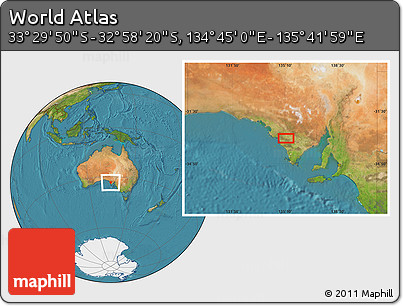 Satellite Location Map of the Area around 33° 14' 5" S, 135° 13' 29" E