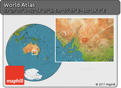 Satellite Location Map of the Area around 33° 14' 5" S, 140° 19' 29" E