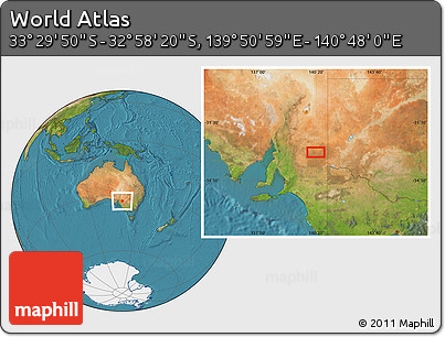 Satellite Location Map of the Area around 33° 14' 5" S, 140° 19' 29" E
