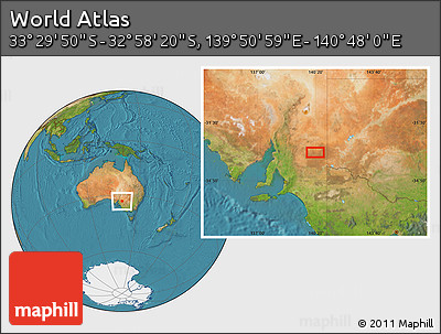 Satellite Location Map of the Area around 33° 14' 5" S, 140° 19' 29" E