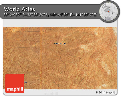 Satellite 3D Map of the Area around 33° 14' 5" S, 141° 10' 30" E