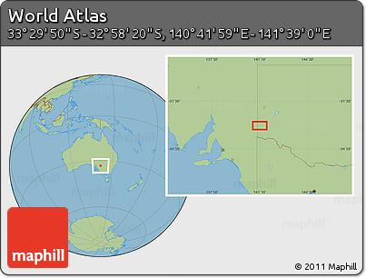 Savanna Style Location Map of the Area around 33° 14' 5" S, 141° 10' 30" E