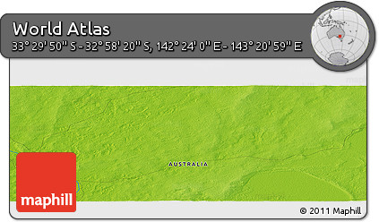 Physical Panoramic Map of the Area around 33° 14' 5" S, 142° 52' 30" E