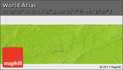 Physical Panoramic Map of the Area around 33° 14' 5" S, 142° 52' 30" E