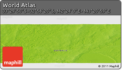 Physical Panoramic Map of the Area around 33° 14' 5" S, 142° 52' 30" E