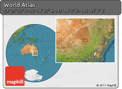 Satellite Location Map of the Area around 33° 14' 5" S, 146° 16' 30" E