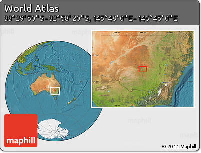 Satellite Location Map of the Area around 33° 14' 5" S, 146° 16' 30" E