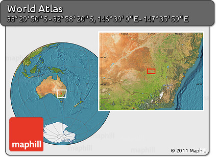 Satellite Location Map of the Area around 33° 14' 5" S, 147° 7' 30" E
