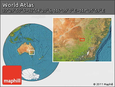 Satellite Location Map of the Area around 33° 14' 5" S, 147° 7' 30" E