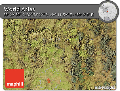 Satellite Map of the Area around 33° 14' 5" S, 149° 40' 30" E