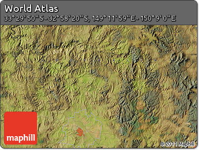 Satellite Map of the Area around 33° 14' 5" S, 149° 40' 30" E