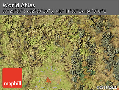 Satellite Map of the Area around 33° 14' 5" S, 149° 40' 30" E